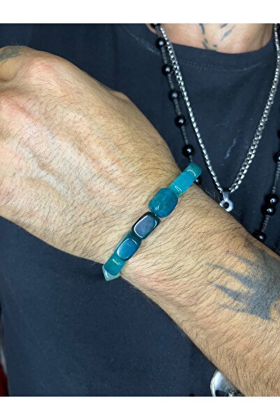 Mos Tespih سوار من حجر العقيق الطبيعي مستطيل الشكل