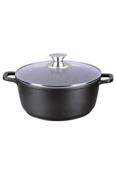Swan Pot with Lid, Granite, 44 cm, 23.5 Liters, Black
