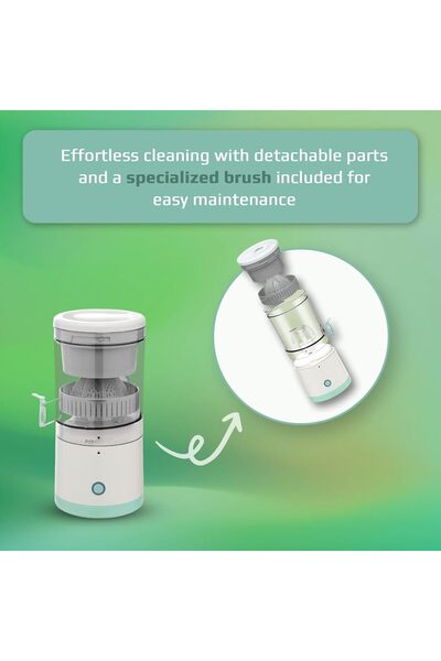 ZAVO Portable Electric Citrus Juicer, USB-C Rechargeable, 45W Motor, Seedless Juice, One-Touch Operation