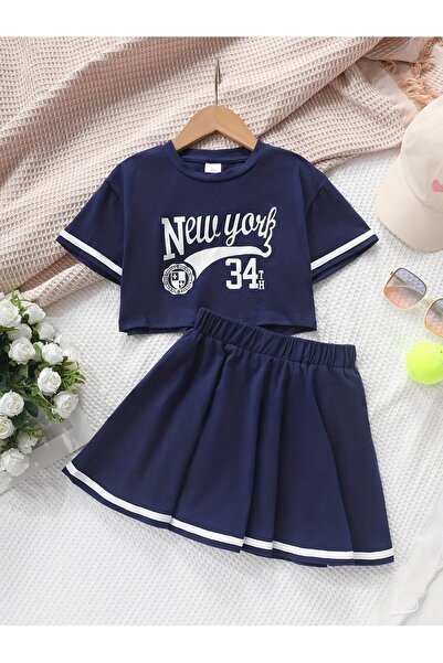 NoVibe Σετ μπλουζάκι και φούστα για κορίτσια New York με τύπωμα