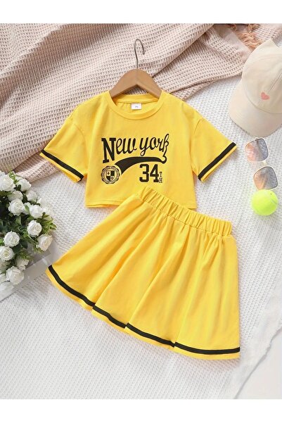 NoVibe Σετ μπλουζάκι και φούστα για κορίτσια New York με τύπωμα