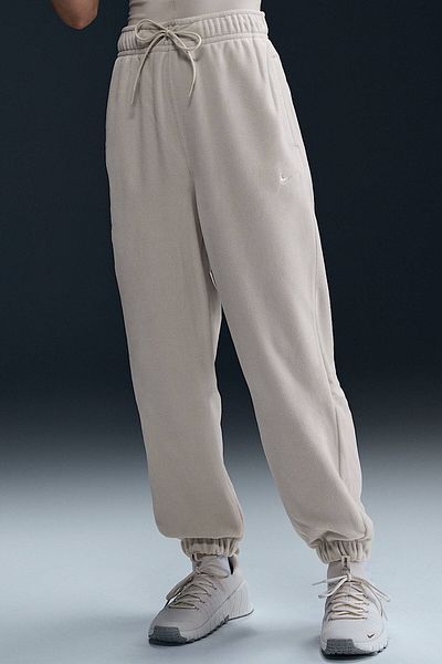 Nike Pantaloni de sport largi pentru femei Therma-FIT One, cu talie înaltă, fildeș