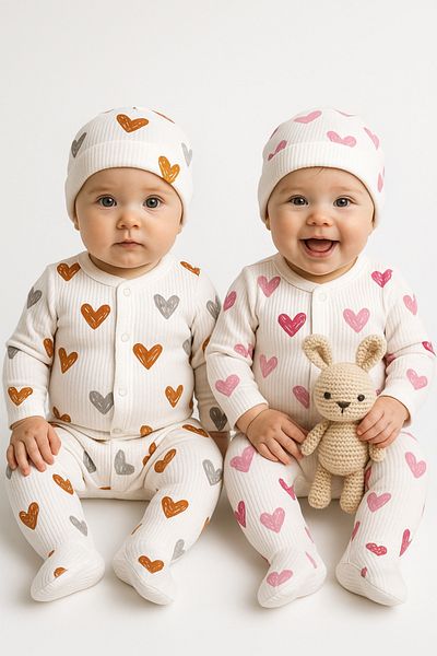 VERONA TARZ Baby Girl Boy 6 Piece Set Bottom-Top Set with Hat Corduroy Newborn Hospital Outlet Cotton
