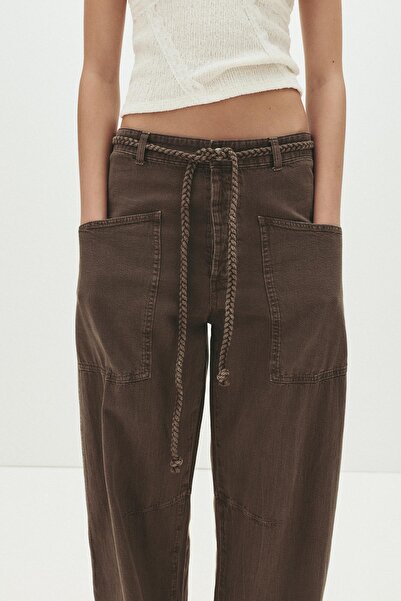 Pull & Bear Bağcıklı bol kesim pantolon