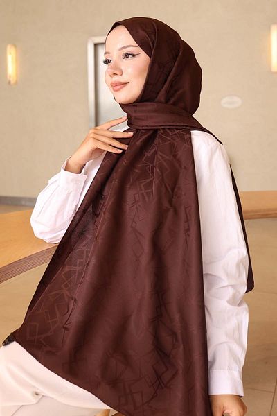 benguen Patterned Jacquard Shawl Brown İpk110