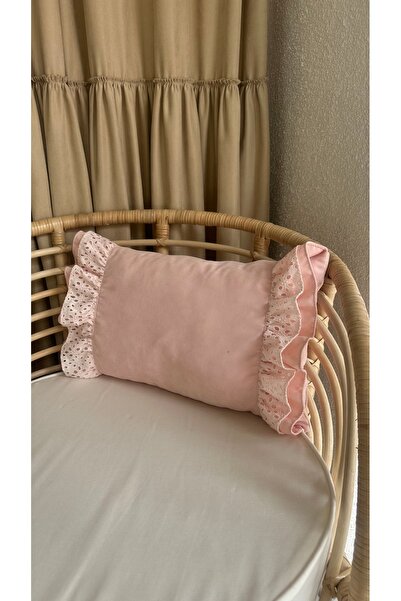 Decamor home Husă de pernă decorativă cu detaliu din dantelă roz pudră