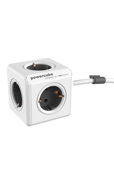Allocacoc Cubic extension cord, Powercube by Allocacoc, 4 sockets, 1.5m, white/grey