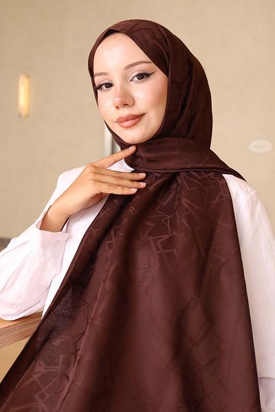 benguen Patterned Jacquard Shawl Brown İpk110