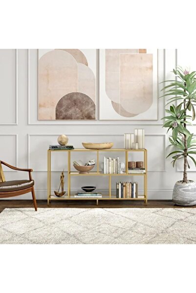 genric FFD Entryway Console Table for Living Room Narrow Sofa Table with 3-Tier Storage Open Shelve