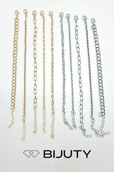 Bijuty Set of 10 Chain Bracelets - 5 Gold - 5 Silver Color