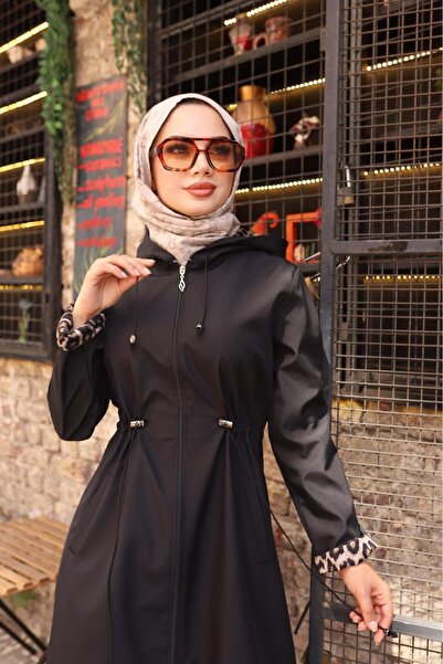 ALNİSS COLLECTİON Büyük Beden İçi Leopar Desenli Trençkot