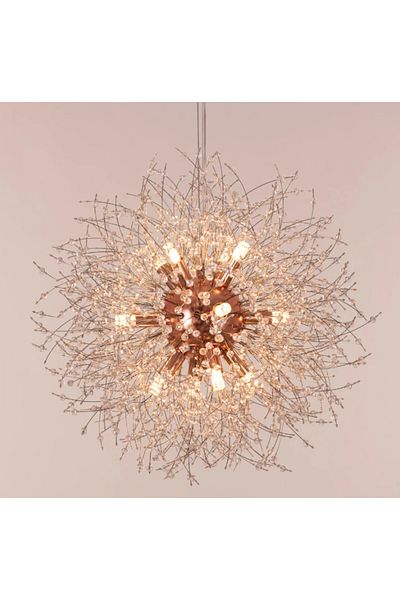 LUXXO Candelabru Bloom, 12xG9, decoruri sticla, auriu, 55x55x55cm
