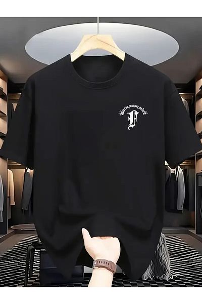 FUFLUNS Graphic Letter Printed Oversize Crew Neck T-Shirt