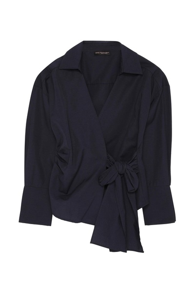 Quzu Önü Bağlama Detaylı Kadın Bluz BLZ00130 Lacivert