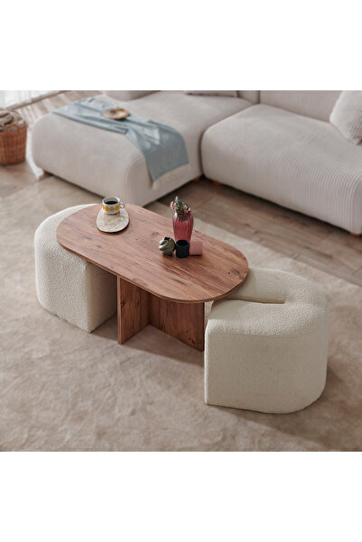 evodeko KLON Fonksiyonel Sehpa ve Puf Takımı