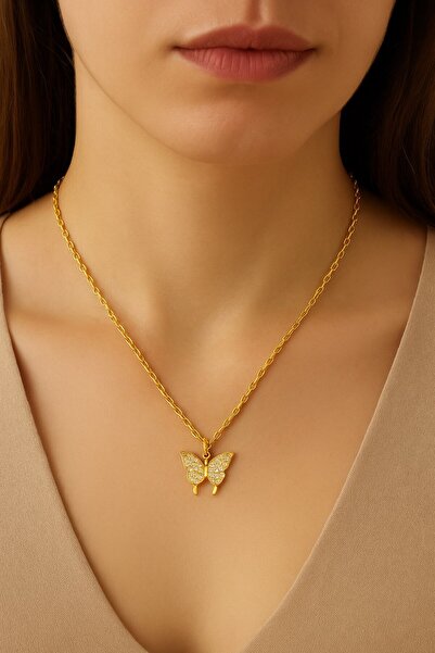 X-Lady Accessories Altın Renk Kelebek Sf Zincir Çelik Kolye - 3665