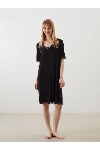 LC Waikiki New Season V-Neck Lace Detailed Women's Nightdress - S5Oy12Z8