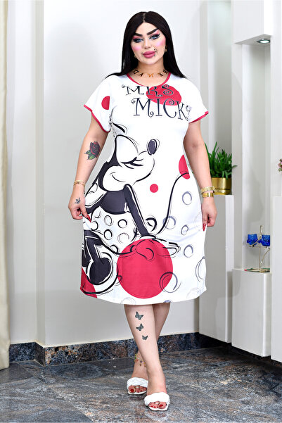 AsrymShop كاش فستان صيفي بيتي طويل ثري دي 3D رسمة مس ميكي ماوس
