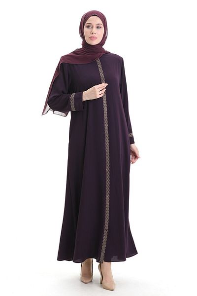 ISTANBUL STYLES Stone Embroidered Crepe Fabric Ferace