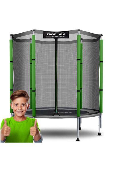Neo-Sport Garden trampoline for children Green 140 cm 4.5FT, Outdoor net, Metal poles c