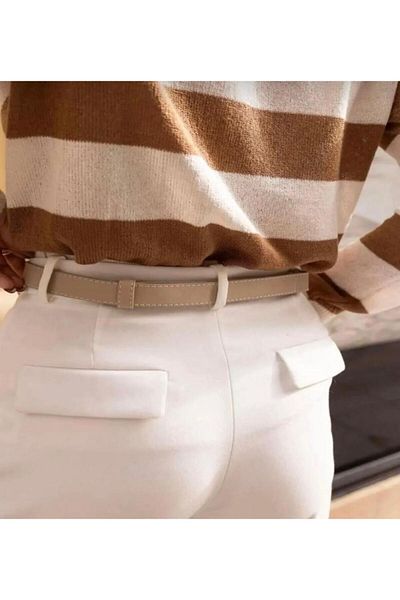 Lydie's Adjustable Women's Belt with Interlocking Gold Buckle