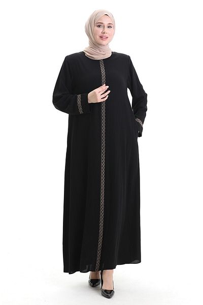ISTANBUL STYLES Stone Embroidered Crepe Fabric Ferace