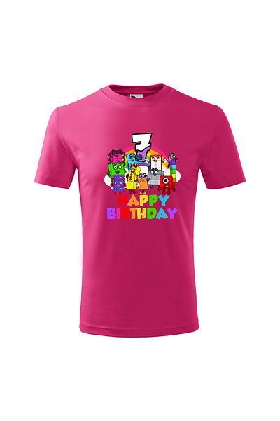 Malfini Tricou personalizat, "Numberblocks - Happy Birthday ", 7 ani