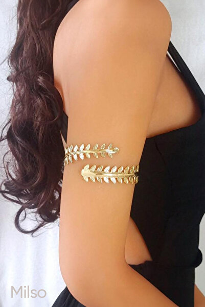 MİLSO سوار معصم نسائي على شكل ورقة شجر ذهبية اللون - إكسسوار للذراع العلوي عل...