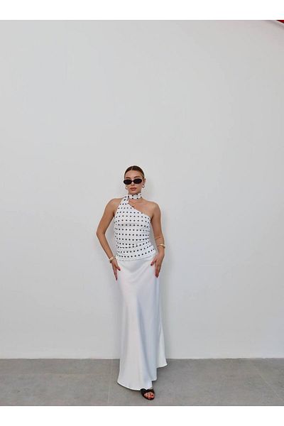 Pina One Shoulder Polka Dot Blouse
