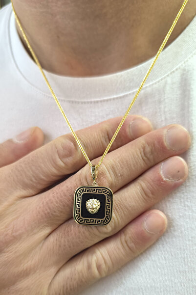 Aslı Gold Kare Model Altın Aslan Kolye