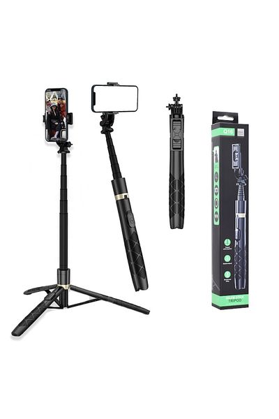 Danex Selfie Stick GoPro and Tripod with Remote Control, 156cm, R45, Silicon Flex, Deep Dark