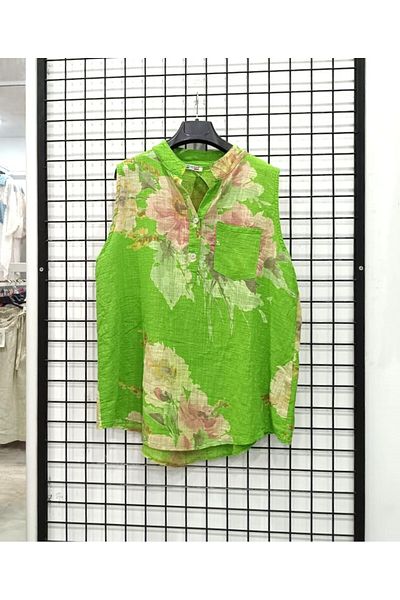 Butik Şans Floral Pattern Zero Sleeve Italian Blouse