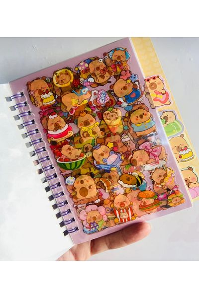 synshop Capybara capybara sticker label sticker 16 sheet (300pcs) waterproof+opaque 8 sheet notepad