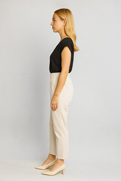 VENA Norah Beli Lastikli Gabardin Pantolon - TAŞ