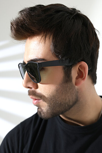 Lozzo Men's Black Solid Glass Matte Sunglasses 23039-1 C2 m Yk