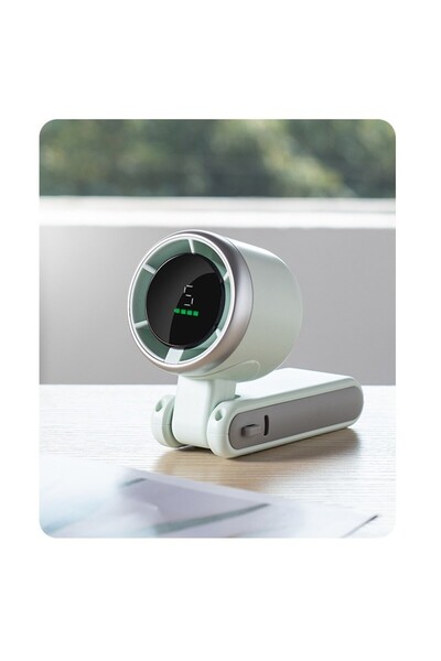 Flippy Mini Portable Fan Flippy, 5-Speed, Digital Display, USB-C Charging, 5.95 x 5.2 x 17.2 cm, Green