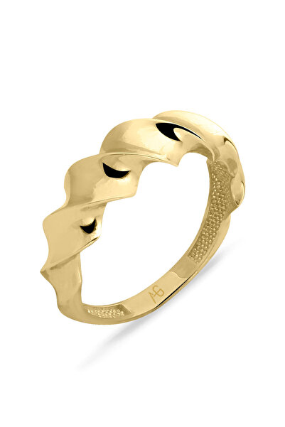 Aslı Gold Geniş Burgu Altın Kombin Yüzük (YZK0741)