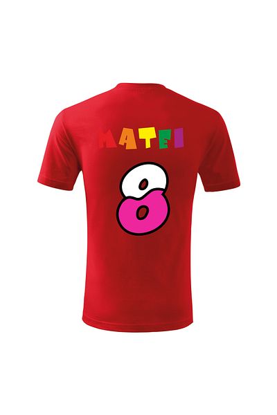 Malfini Tricou personalizat, "Numberblocks - Happy Birthday ", 8 ani