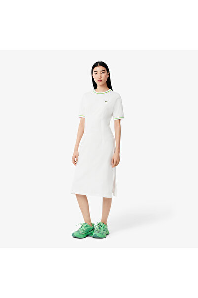 Lacoste فستان تي شيرت جيرسي مزين بتفاصيل - EF9988-00-FWI