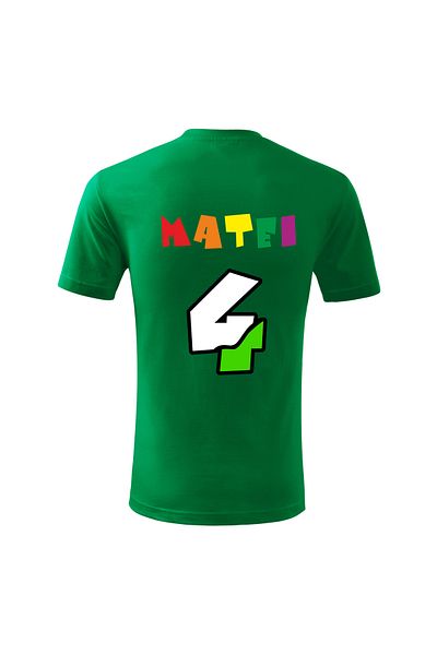 Malfini Tricou personalizat, "Numberblocks - Happy Birthday ", 4 ani,