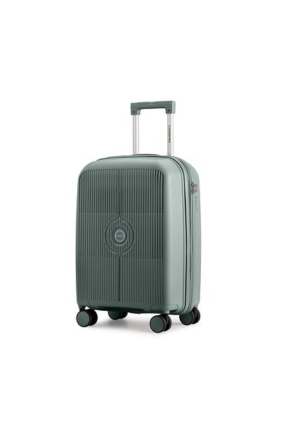 CABIN PRO Trolley Bag - Expandable Polypropylene Hard Shell Luggage - Spinner Wheels - Army Green