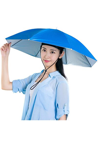 Flippy Ομπρέλα για το κεφάλι, Flippy, Διάμετρος 69 cm, Ρυθμιζόμενο λουράκι κεφαλής, Προστασία από UV/βροχή, Σκούρο μπλε