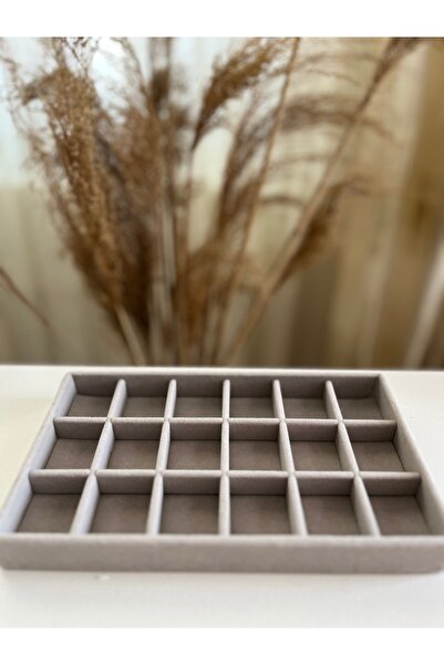 GIFTPALACE Kadife Takı Organizeri | 15 Bölmeli Gri Takı Düzenleyici Kutusu – ...