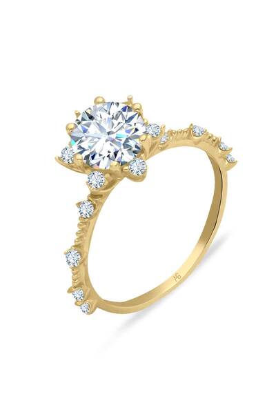 Aslı Gold Sarı Altın Tektaş Tasarım Yüzük