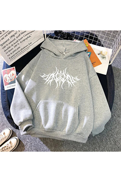 Tarzsokak Hanorac gri în stil Y2K, cu mânecă lungă, modă urbană casual