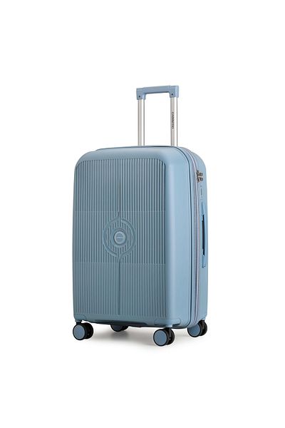 CABIN PRO Medium Trolley Bag - Expandable PP Hard Shell Luggage - 360 Spinner Wheels - Grey Blue