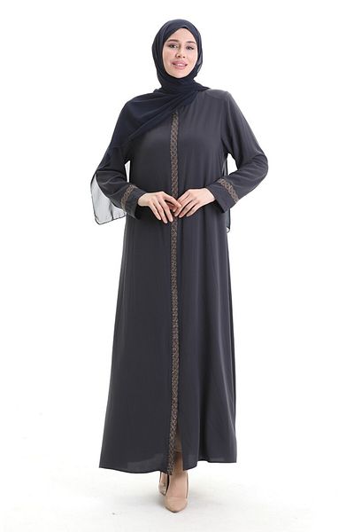 ISTANBUL STYLES Stone Embroidered Crepe Fabric Ferace