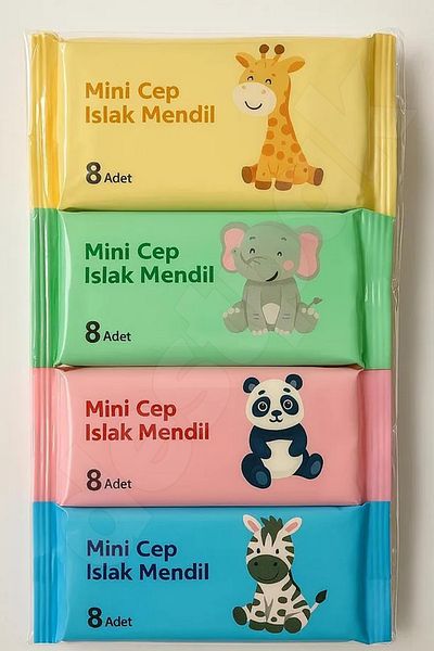Destpak 8 Pack Pocket Wet Wipes - Portable Wet Wipes - Travel Wet Cleaning Wipes