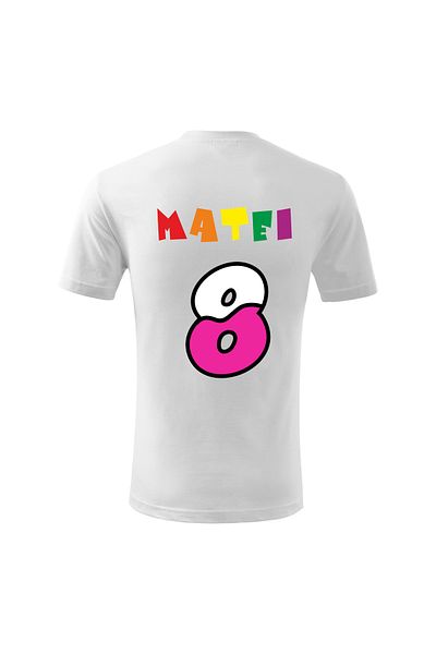 Malfini Tricou personalizat, "Numberblocks - Happy Birthday ", 8 ani,