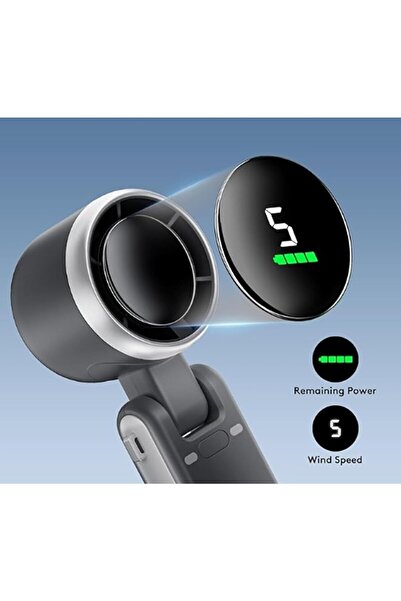 Flippy Mini Portable Fan Flippy, 5 Speeds, Digital Display, USB-C, Black